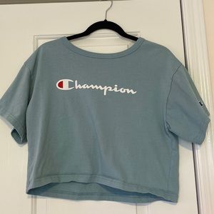 Teal Blue Champion Crop Top